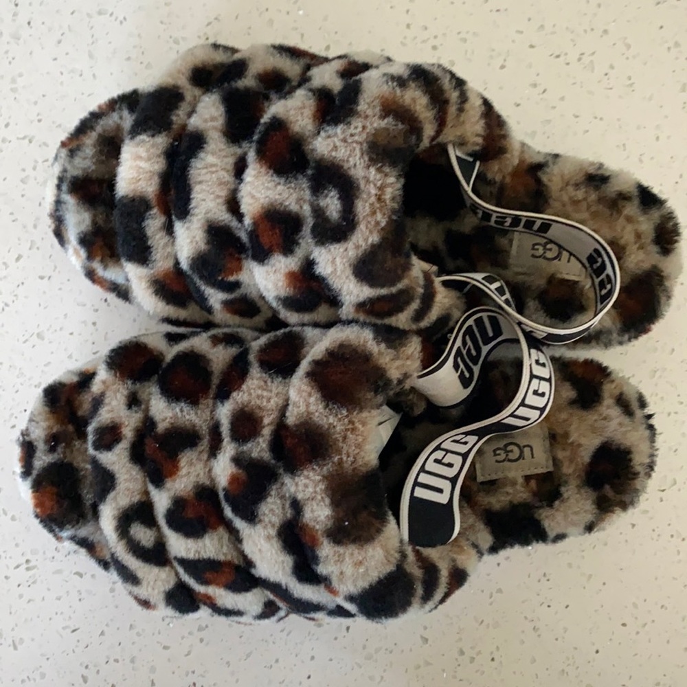 UGG fluff yeah leopard slippers